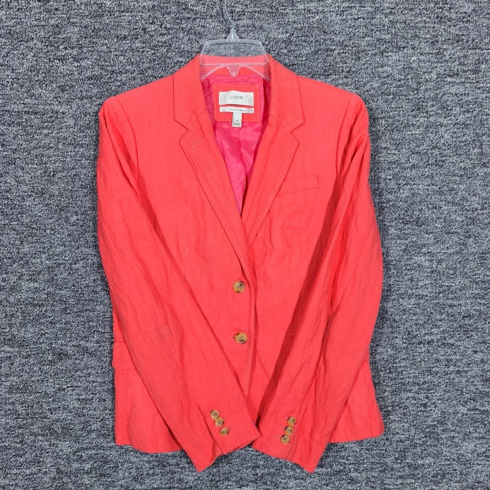 J.Crew Schoolboy Blazer Coral Pink Herringbone Metallic Jacket Style 37852 Sz 6 - Picture 8 of 9